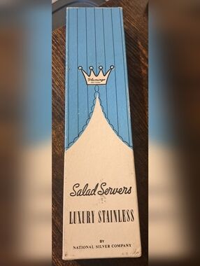 Vtg Mid Century Nasco Flamingo Stainless Japan 11.5" Salad Servers Original Box